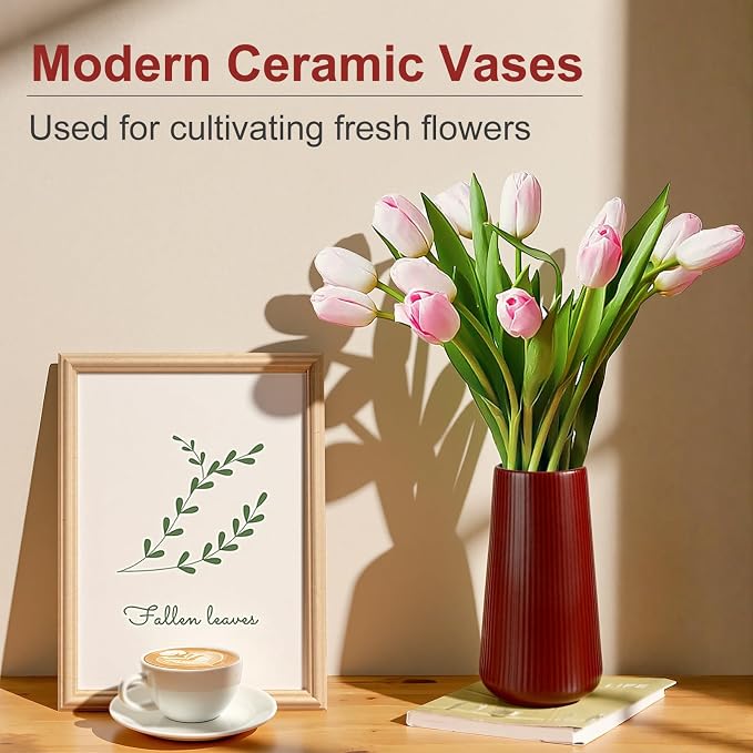 Ceramic Vase, GUKJOB Small Cute Flower Vase - Image 2