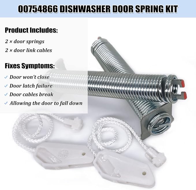 UPGRADED 00754866 Dishwasher Door Spring & Cable Kit - Image 2