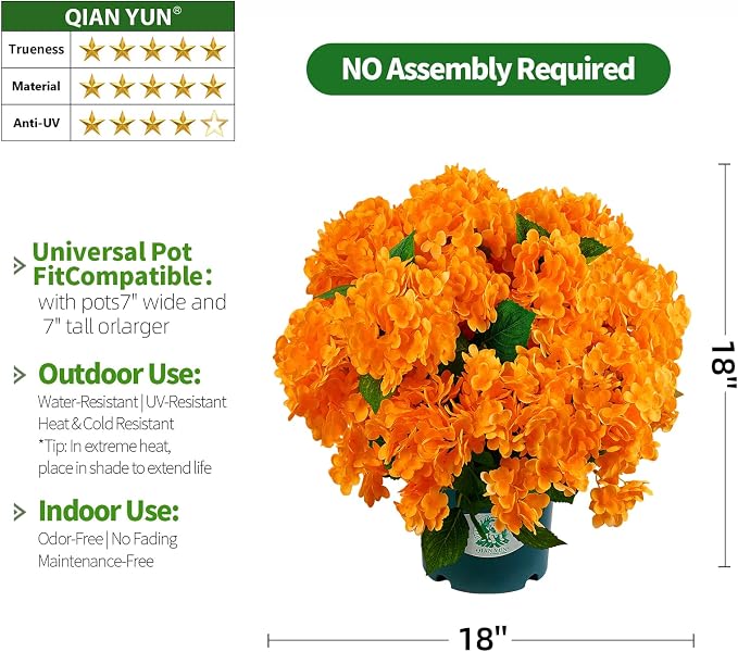 Artificial Topiary for Outdoors -20” Potted Plant Fake Hydrangea Bush-UV - Image 7