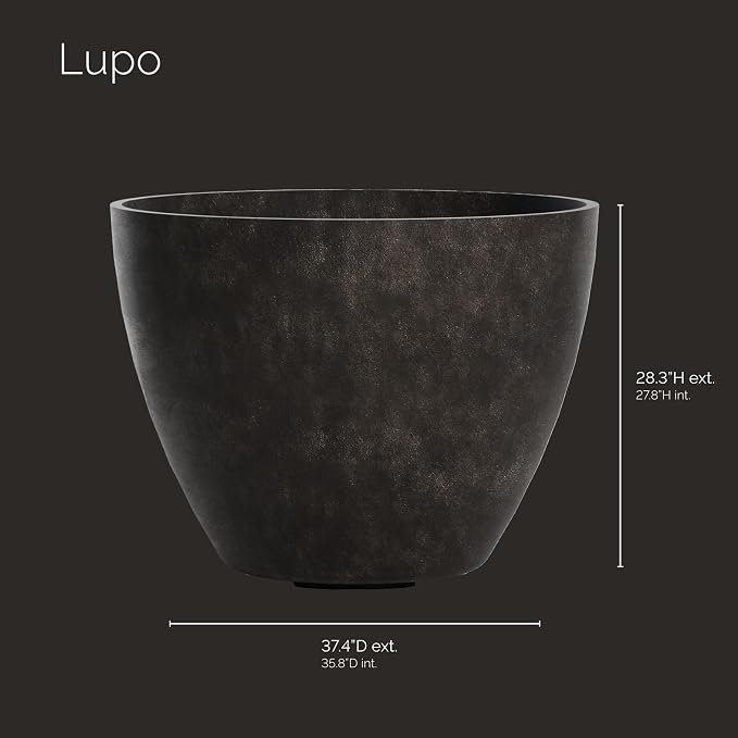 Lupo Tapered Indoor/Outdoor Planter, 37x28in Brown Stone - Image 2