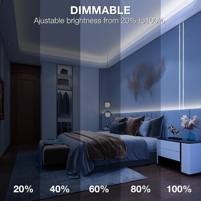 White LED Strip Lights, 18ft Dimmable 6500K Daylight, - Image 3