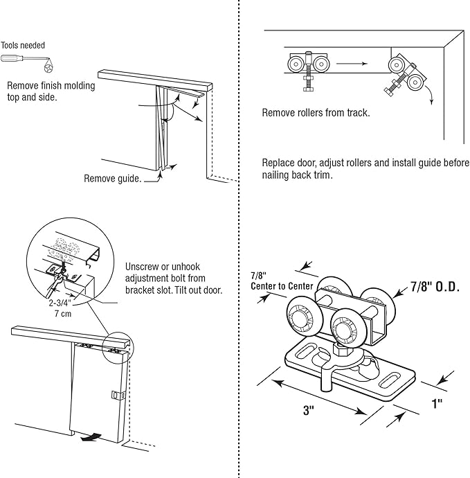 7/8" Pocket Door Ball Bearing Quad Hangers Fit 7/8" C.T.C. V Type Tracks - Image 3