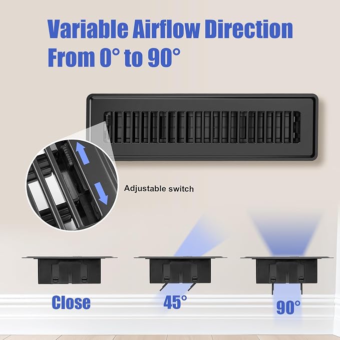 BYEWIRE 2x12 Floor Register, 6 Pack Heavy Duty Steel Floor Vent Covers - Image 3