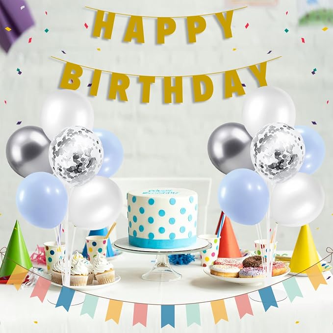 ZJDHPTY 4Set Light Blue Silver Balloon Stand Table Centerpieces Party Decor | - Image 3