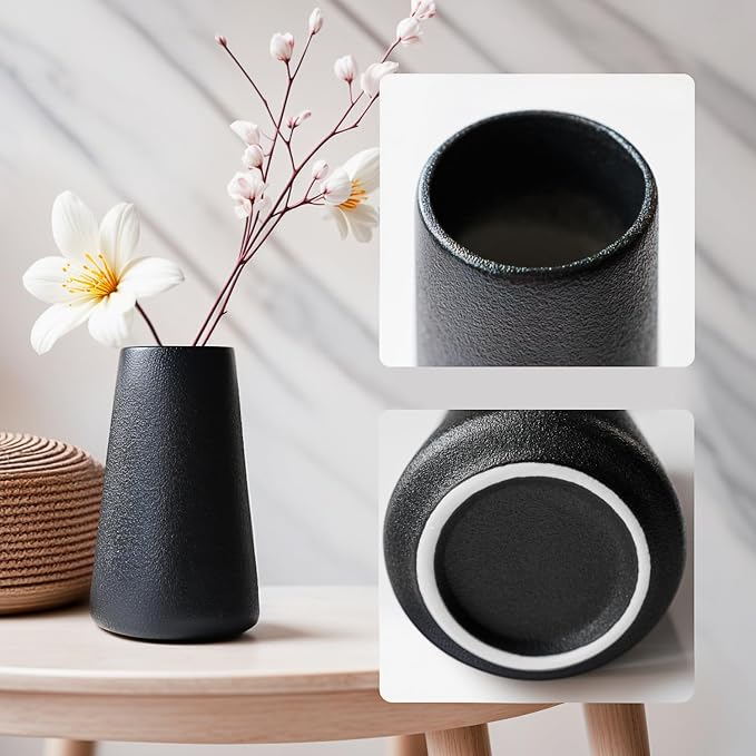 Modern Black 5.9'' Ceramic Vase Set of 6 - Image 6