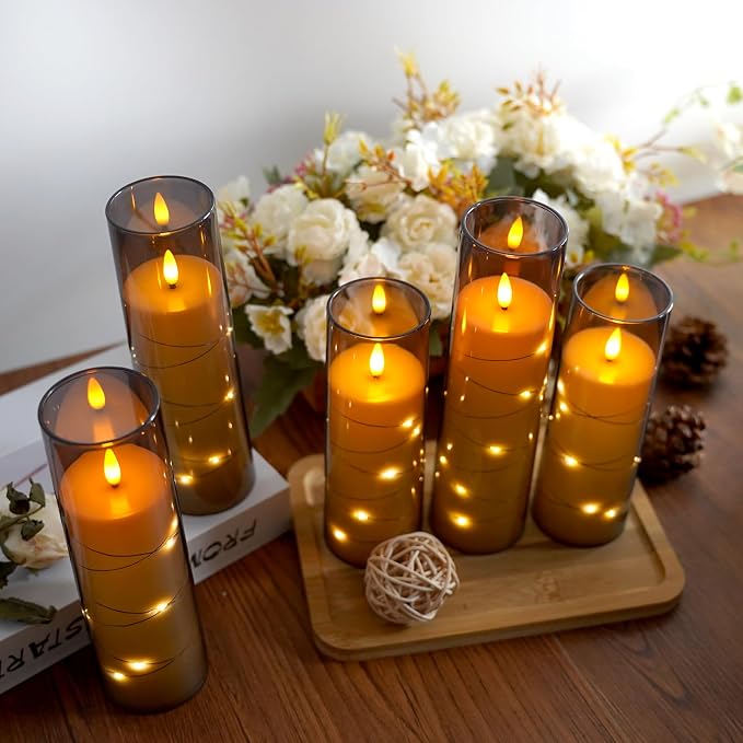 Flameless Candles, with Embedded Star String, Battery Operated Candles - Image 4