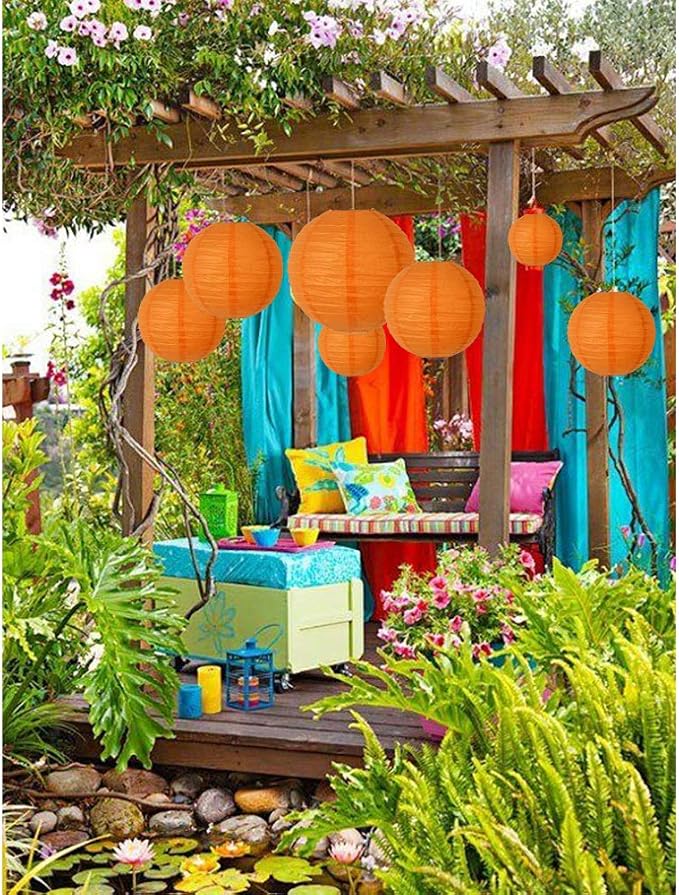 BEISHIDA Orange Paper Lanterns 10Pcs 4/6/8/10/12 Inch Round Chinese Lamp | - Image 5