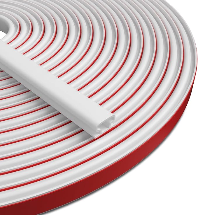 White D-Shape Weather Stripping 20Ft | Self-Adhesive Rubber Seal Strip - Image 7
