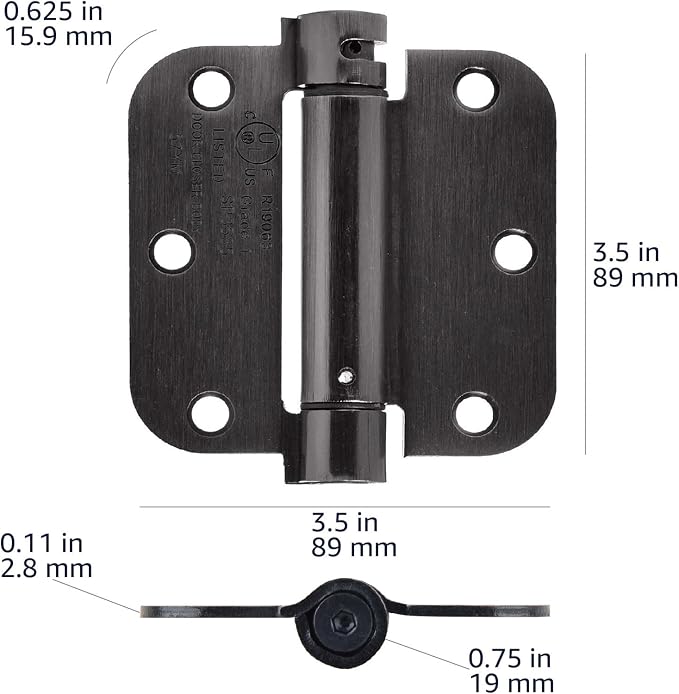 Amazon Basics Self-Closing Door Hinge, 3.5 Inch x 3.5 Inch, Oil-Rubbed Bronze - Image 6