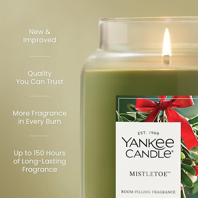 Yankee Candle Mistletoe, Christmas Scented Candle, 22oz Large Jar - Image 3