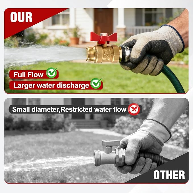 2PCS Full Flow Brass Garden Hose Shut Off Valve, G3/4" Male x Female Thread No - Image 4