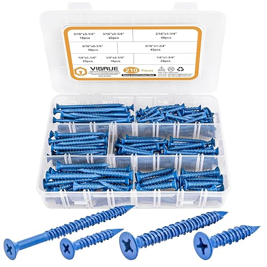 VIGRUE 1/4" 3/16" Concrete Screws Assortment Kit 210PCS Flat Head Cement Screws by Aprofessionalfastenerseller