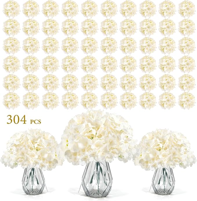 Auihiay 304Pcs Hydrangea Artificial Flowers Bulk, Silk Hydrangeas Flowers | by Auihiay