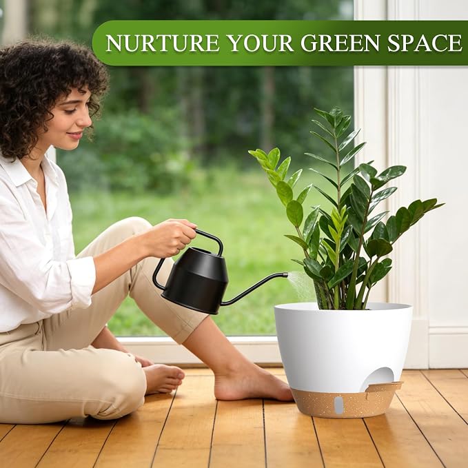Self Watering Pots with Drainage Holes, 3 Pack 12/10/8 Inch Plant Pots with - Image 7