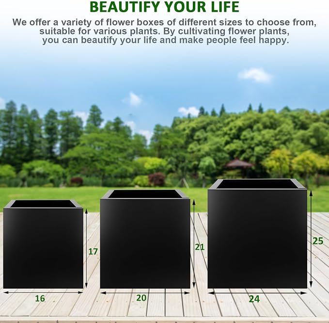 Steel Planter Box 20"x20"x21", Large Square Metal Planter Box | Heavy Duty - Image 6