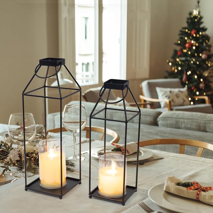 Lanterns Decorative Outdoor 2PCS Front Porch Decor Lantern - Image 3