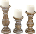Candle Holder for Pillar Candle Set of 3, Farmhouse Wood Candle Holder by CEDARLUX