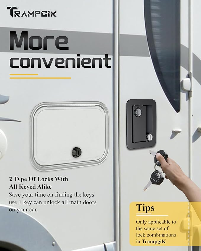 RV Door Lock Set, for RV Camper, Travel Trailer Entrance Front Door, 1 Plastic - Image 2