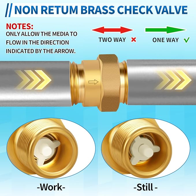 1/2'' NPT Lead-Free Brass RV Camper Water Heater Check Valve, Male to Male | RV - Image 5