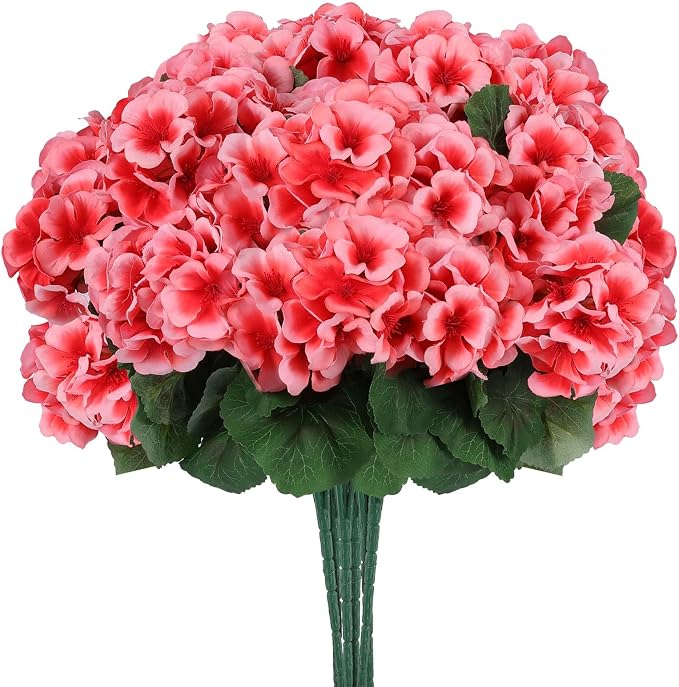 Hananona 12 Pcs Artificial Geranium Flowers - Image 8
