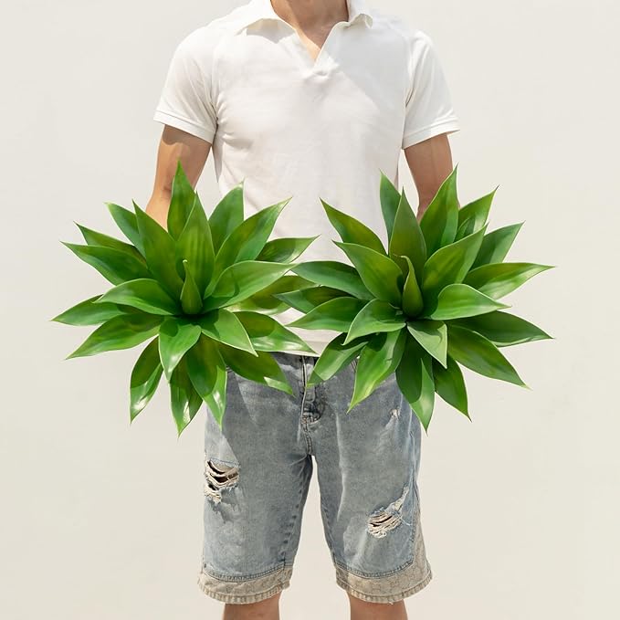 Ttranewsoo Artificial Agave Plants, Large UV Resistant Fake Agave Planters by Ttranewsoo