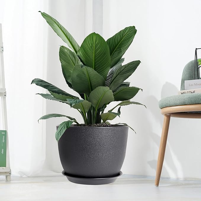 UOUZ 12inch Large Plant Pot, Modern Plastic Planter - Image 7