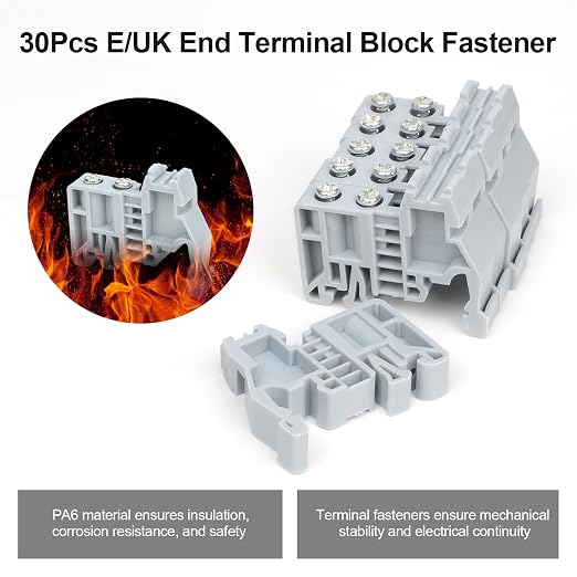 30Pcs E/UK DIN Rail Terminal Blocks End Stopper Bracket | 30Pcs E/UK DIN Rail - Image 2