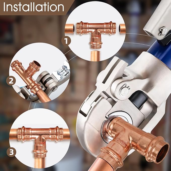 Copper Press Fittings 1/2 Inch Copper Press Tee Coupling 12PK, Zero Lead | - Image 6