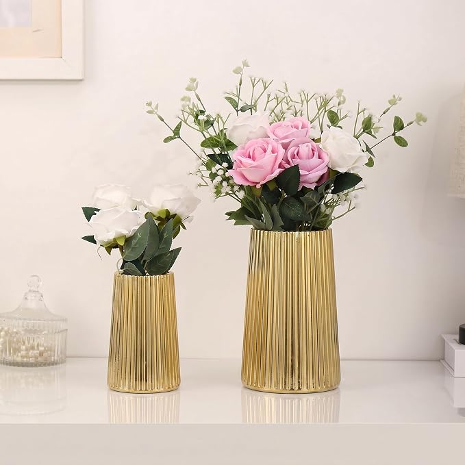 Ribbed Flower Vases Set of 2, Flower Vase - Image 5