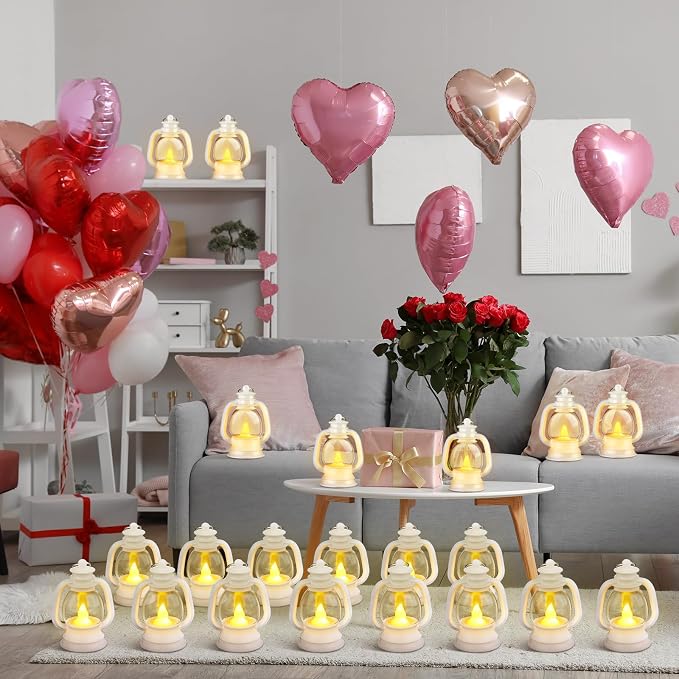 Ferraycle 24 Pcs Mini Lanterns 4 Inch White Lamp Table Decor | Western Cowboy - Image 4