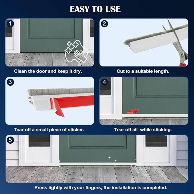 Door Sweep for Bottom of Door: Self-Adhesive Door Draft Stopper | Triangular - Image 5
