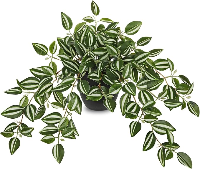 Briful Artificial Potted Plant Indoor, 19.6" Faux Watermelon Peperomia Trailing by Briful