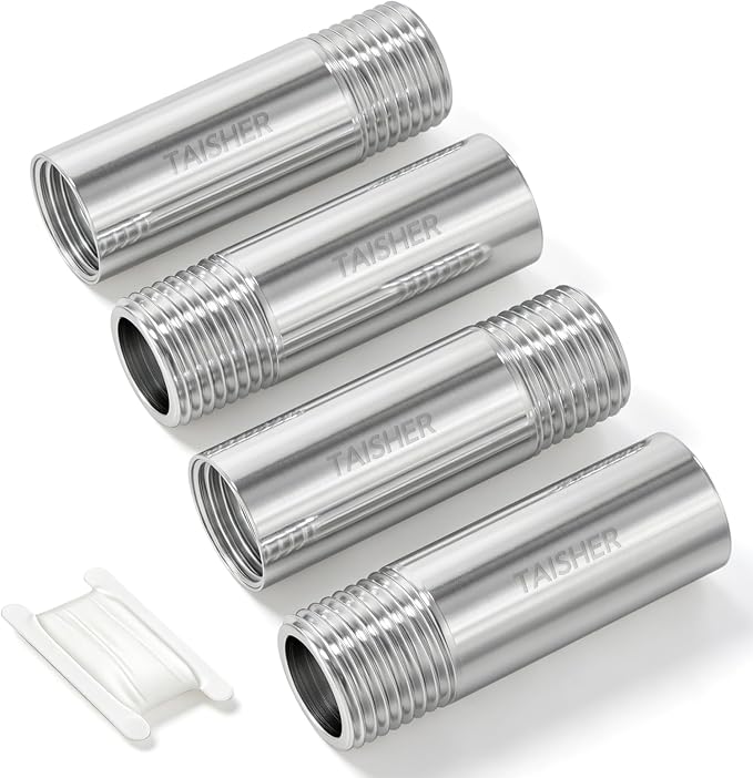 4pcs Thickened Nipple Cast Pipe 1/4" MNPT x 1/4" FNPT by TAISHER