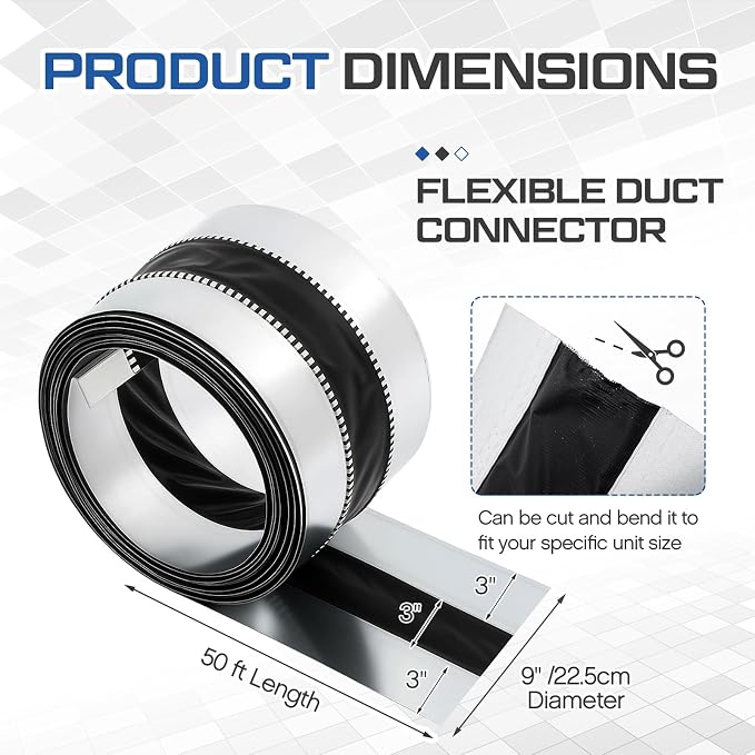Zonon 9 x 50 ft Vinyl Flexible Duct Connector Canvas Duct Connector Roll - Image 2