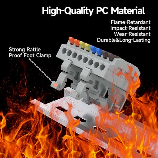 2Pcs Lever Wire Connectors, 4 in 8 Out, 0.7-2.5 mm² | Quick Wiring DIN Terminal - Image 4