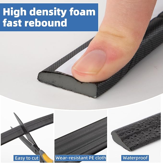 2Pcs x196”Black Wedge Weather Stripping Door Seal Strip - Image 5