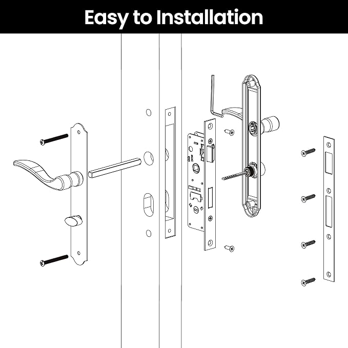 Storm Door Handle Complete Set, Mortise Keyed Lever Mount Latch withDeadbolt | - Image 7