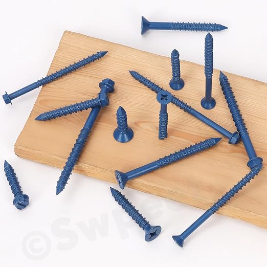 Swpeet 52Pcs 1/4" x 3-1/4" Slotted Hex Washer Head Concrete Screws Anchor - Image 7