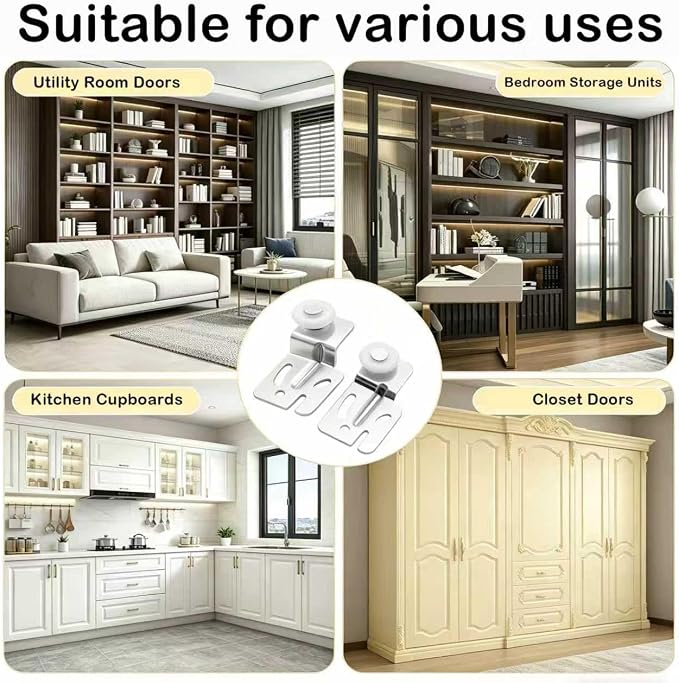 5er Sliding Closet Door Rollers Kit Silent Nylon Top Hung Wardrobe Hardware | - Image 6