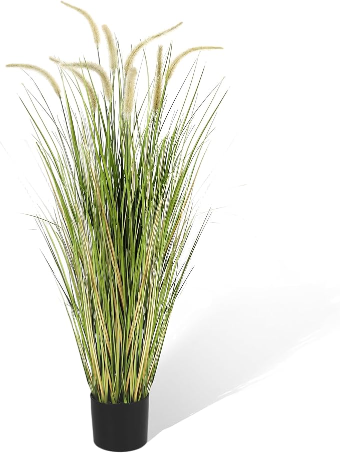 KOL Artificial 4ft Horsetail Reed Grass, 47.2in Artificial Indoor Outdoor Fake by KOL