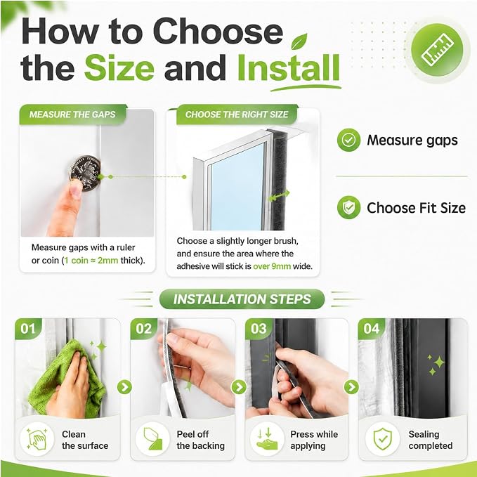 ZOMPAGO Brush Weather Stripping Door Window Seal, 0.4 x 0.4 x 32.8 FT | Felt - Image 6