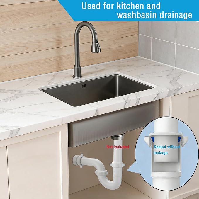 eflyefly 1-1/2 inch P Trap Kitchen Bathroom Sink Drain Kit - Image 2