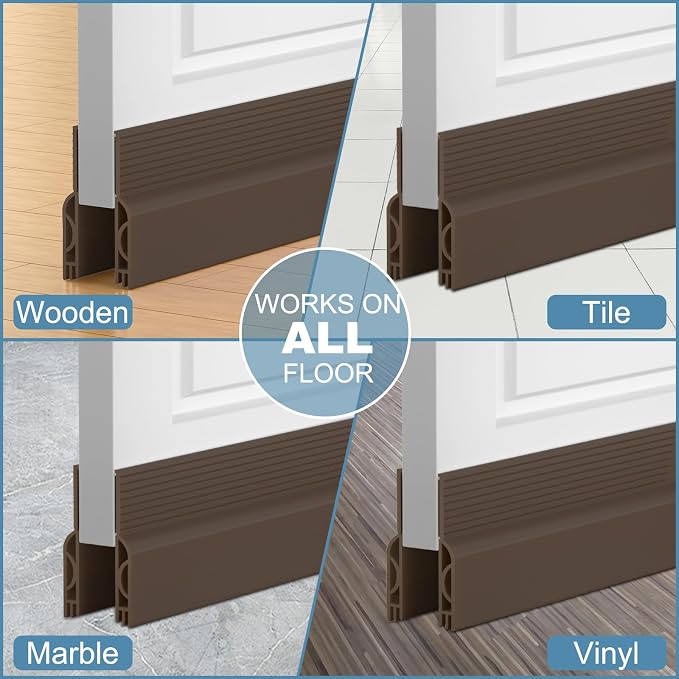Door Draft Stopper, Door Sweep, Weather Stripping Seal 39Inch Brown | Silicone - Image 9