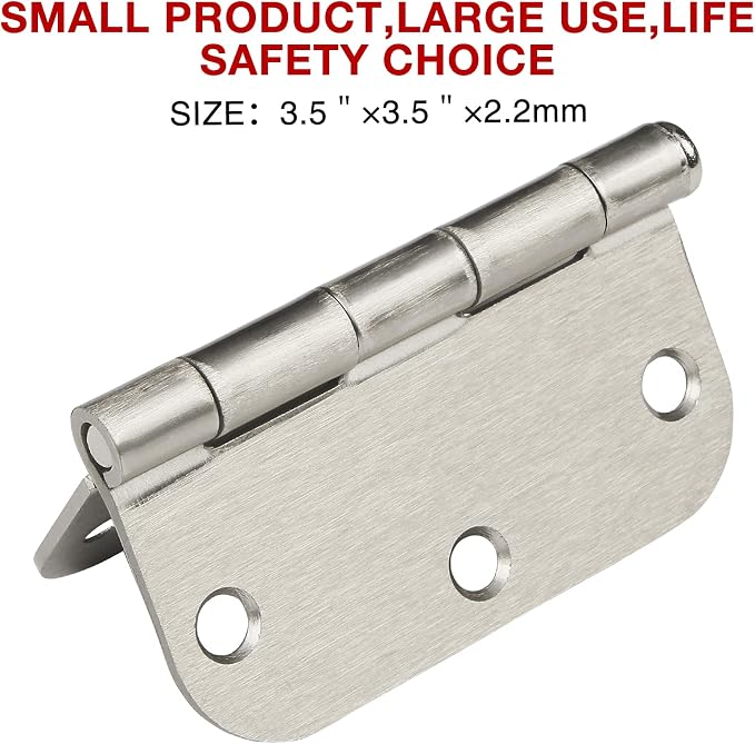TDCHINGES Rounded Door Hinges Brushed Nickel 3.5 Inch 5/8" Radius 3 Pack | - Image 6