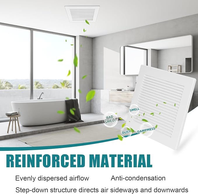 ( 3-Pack 9" BP90 Spring Bathroom Exhaust Fan Cover 9-1/4" x 9" Vent Cover - Image 4