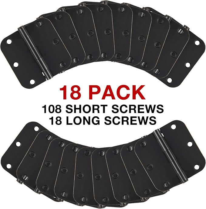 18 Pack Matte Black Door Hinges 3.5" Rounded 5/8" Radius No-Squeak | Interior - Image 6