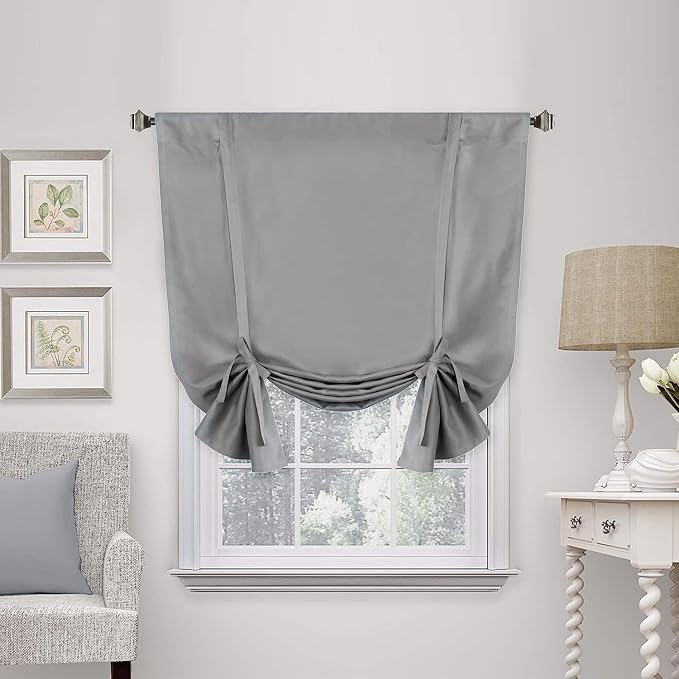 H.VERSAILTEX Blackout Tie Up Curtain Thermal Insulated Curtain Bathroom by HVERSAILTEX