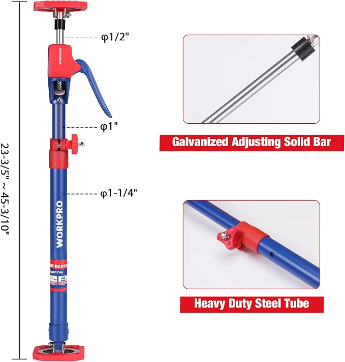WORKPRO Cabinet Jacks, 23-5/8" to 45-1/4" Adjustable Support Pole, ±65° - Image 2