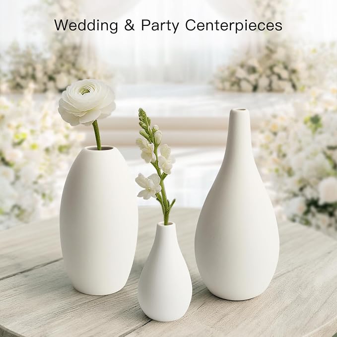 BEAHOT Ceramic Vases Set of 3, Modern Decorative Flower Vases - Image 6