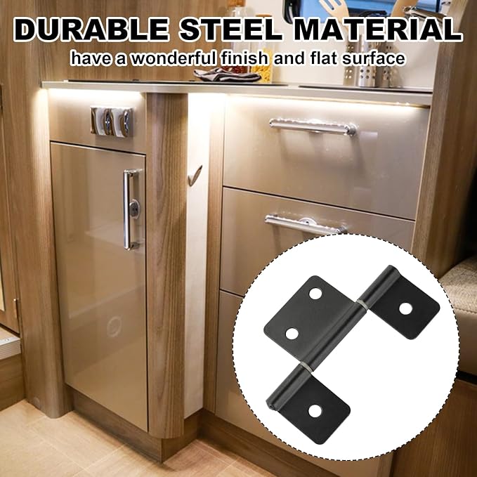 Three Leaf Non-Mortised Hinge for Mobile Home & RV Interior 8 Packa Black Door - Image 4